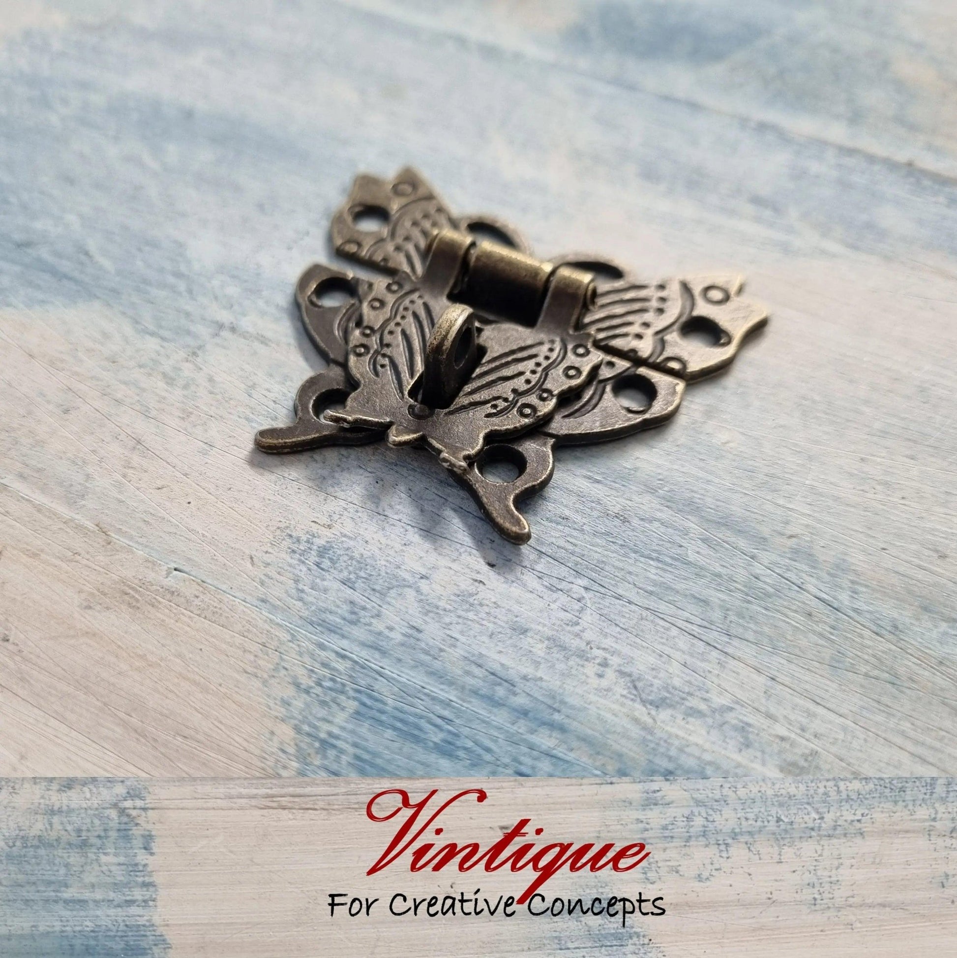 Victorian wooden chest Bronze butterfly latch 50mm x 43mm-Vintique Concepts