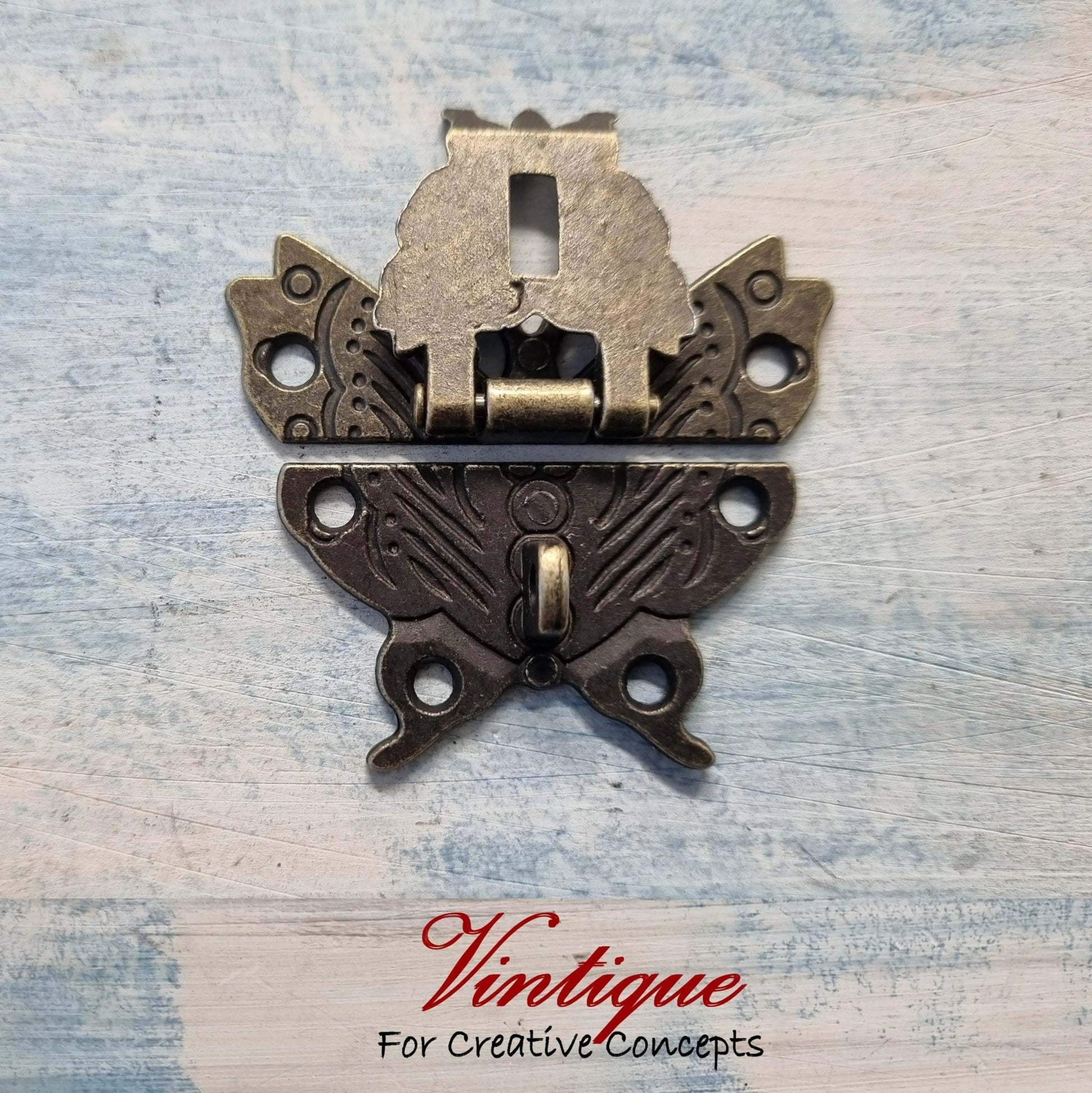 Victorian wooden chest Bronze butterfly latch 50mm x 43mm-Vintique Concepts