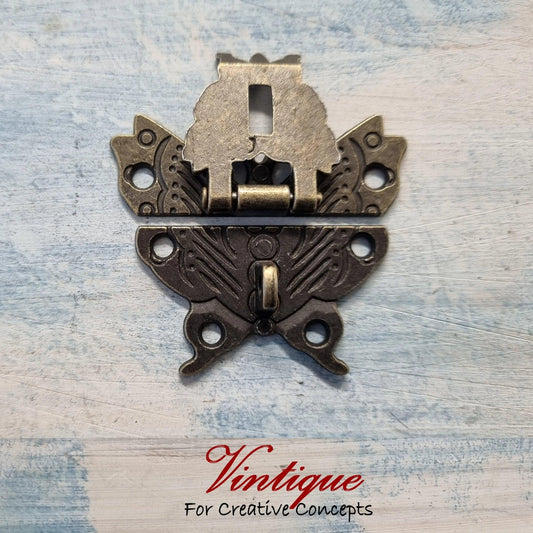 Victorian wooden chest Bronze butterfly latch 50mm x 43mm - Vintique Concepts