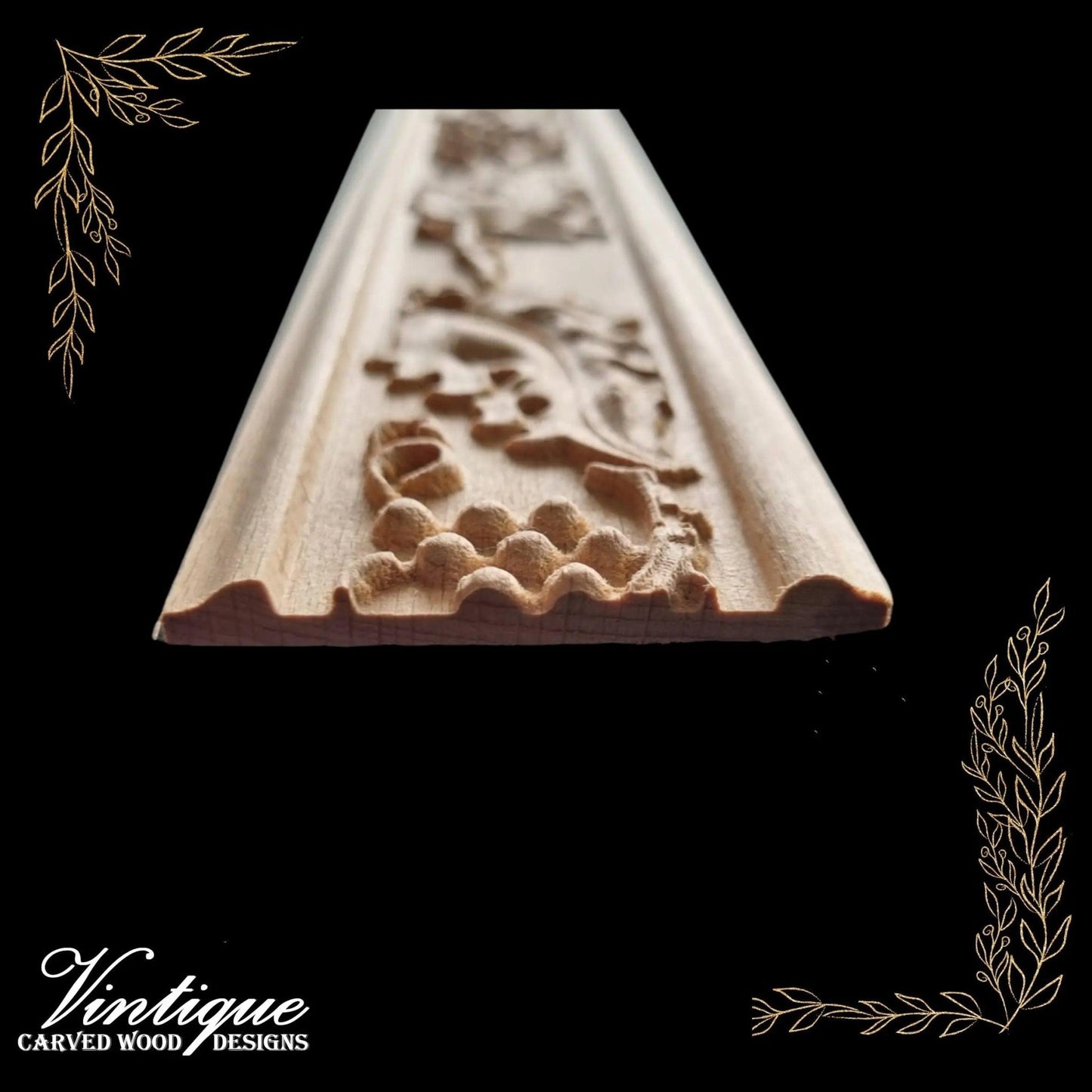 Vino Grape & leaf carved wood moulding trim 60mm-Vintique Concepts