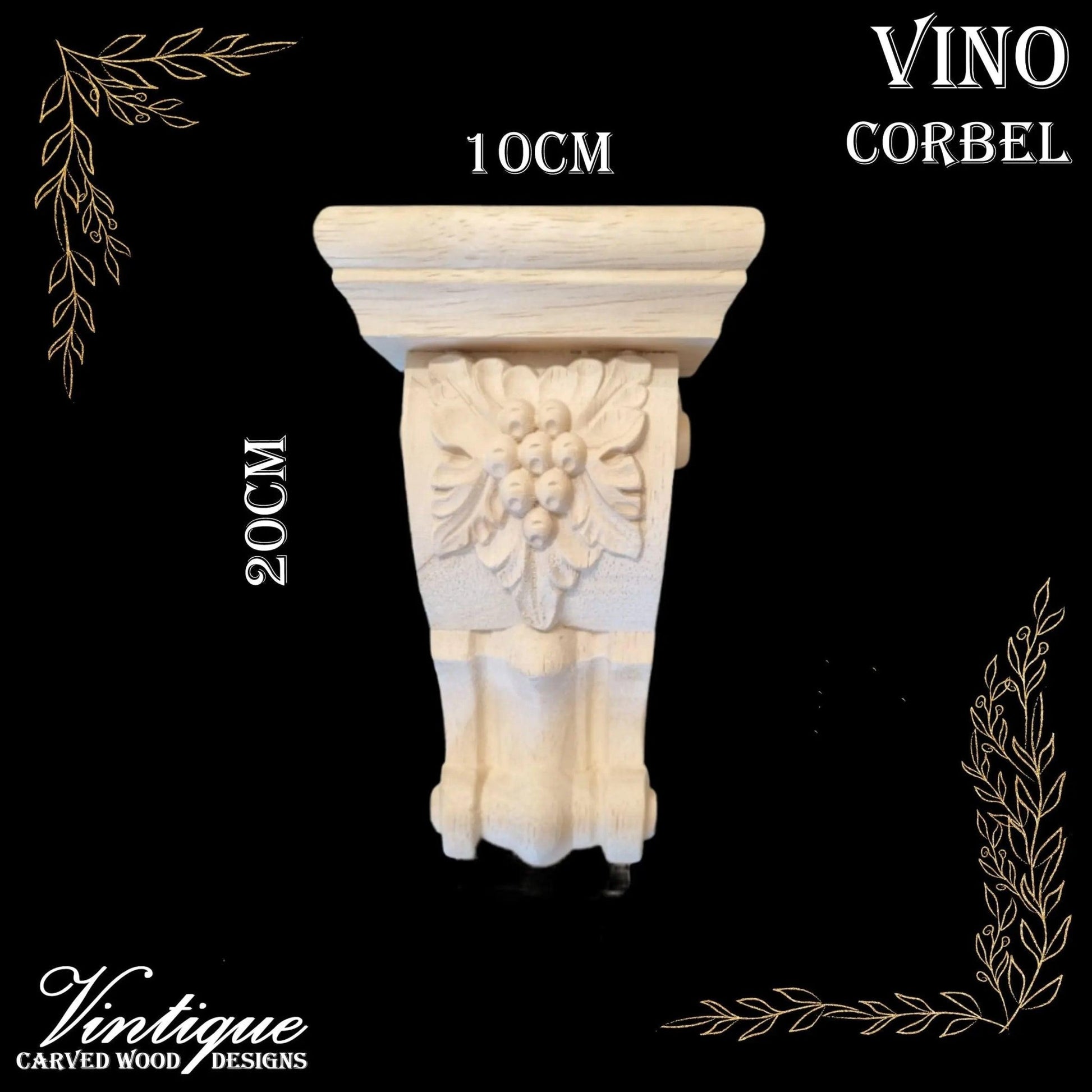 Vino Grape wooden corbel (each) 20cm x 10cm x 6cm - Vintique Concepts