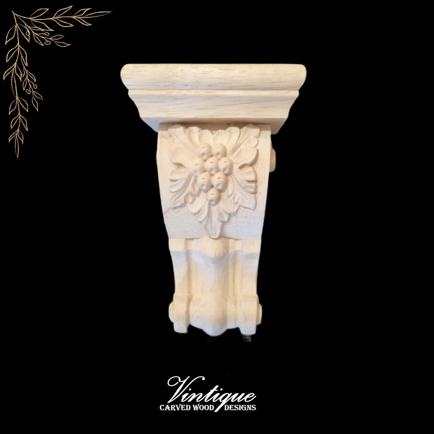 Vino Grape wooden corbel (each) 20cm x 10cm x 6cm - Vintique Concepts