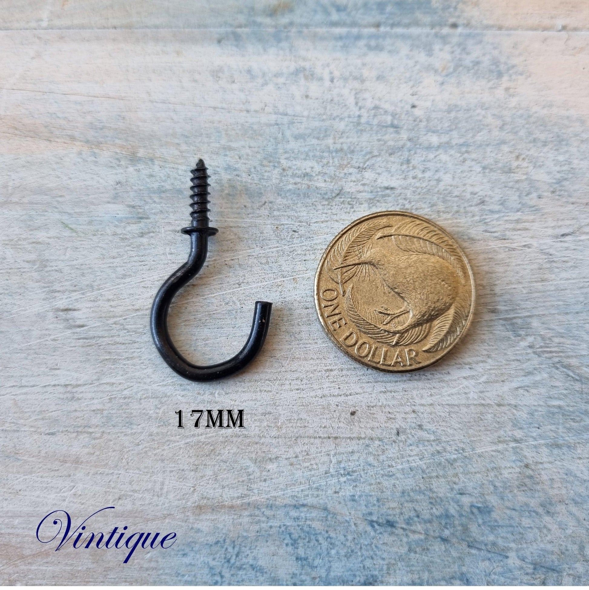 Vintage Black Cup Hooks 6 sizes - Vintique Concepts