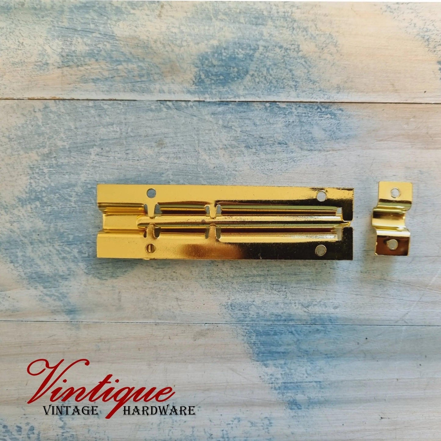 Vintage Bright Gold Sliding Bolt Hardware 100mm long-Vintique Concepts