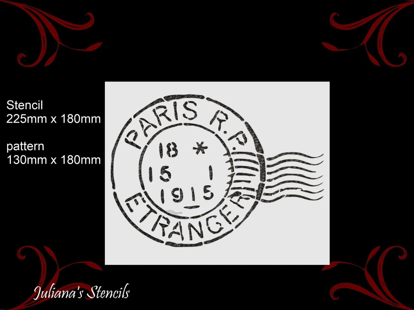 Vintage Paris 1915 postage stamp furniture paint  stencil 25.4cm x 17cm-Vintique Concepts