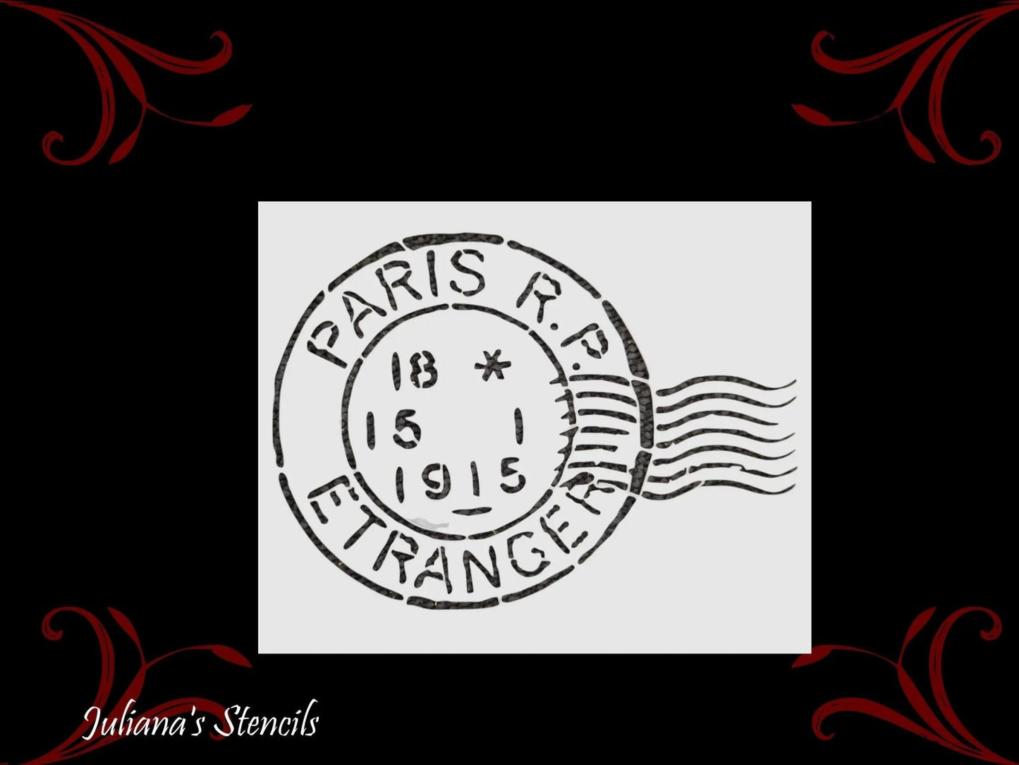 Vintage Paris 1915 postage stamp furniture paint  stencil 25.4cm x 17cm-Vintique Concepts