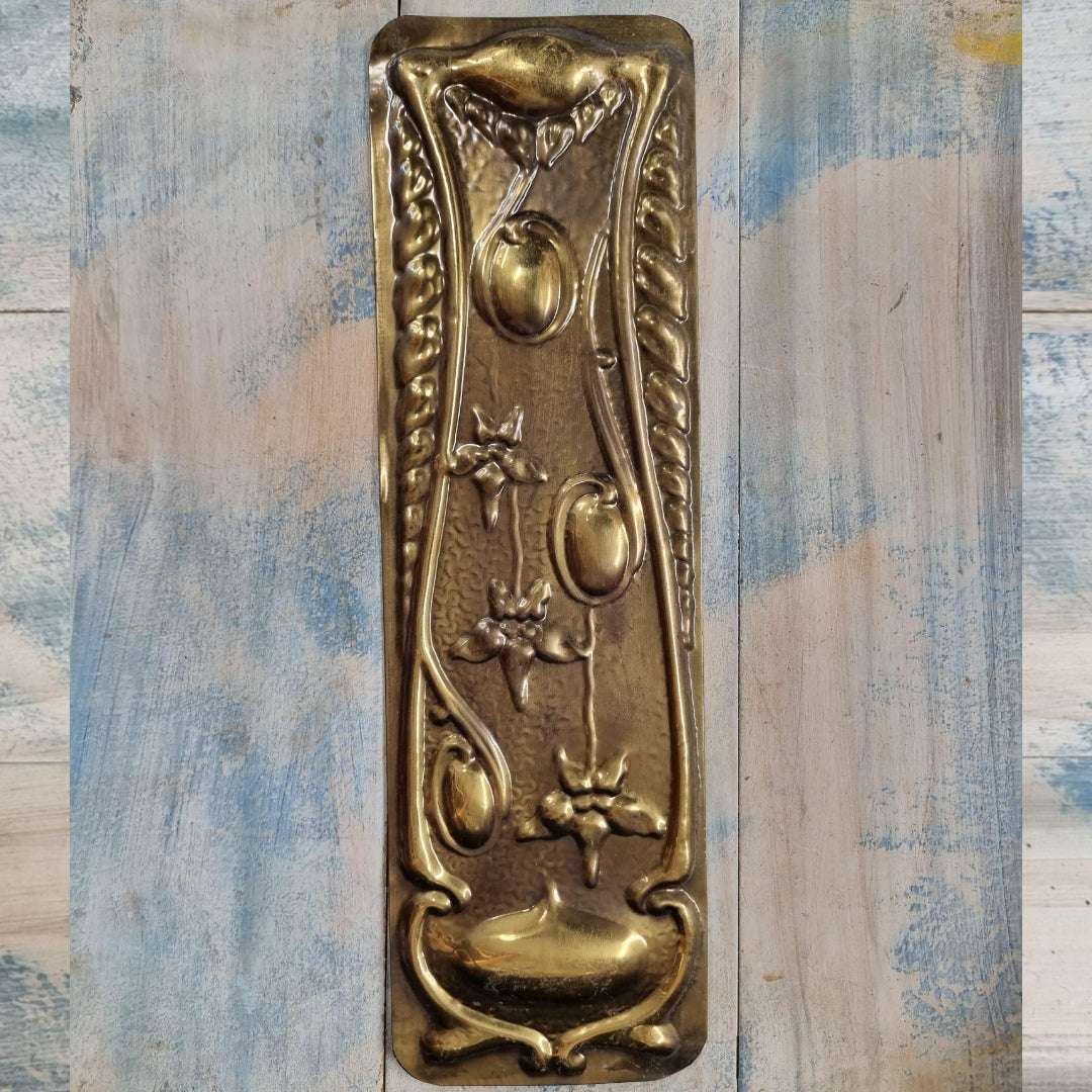 Antique pressed Brass Door push plate 315mm x 95mm-Vintique Concepts