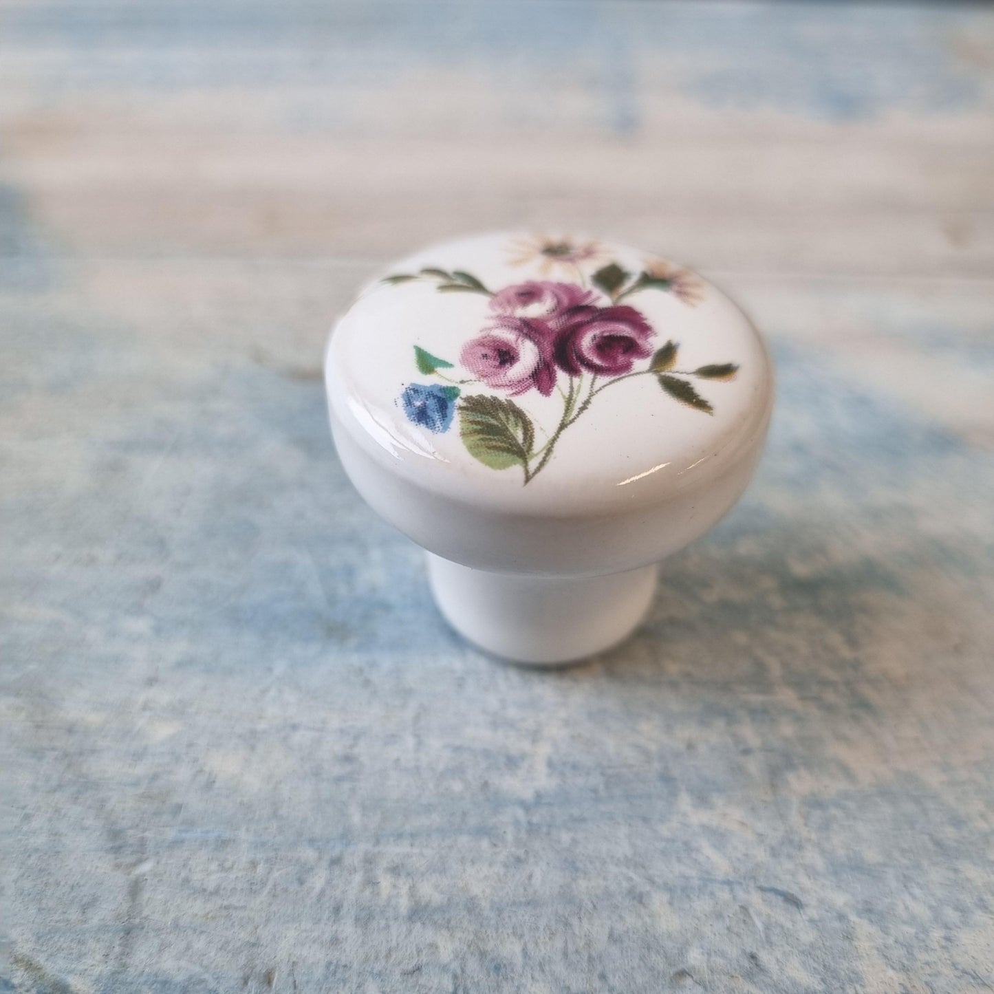 Antique ceramic Rose cabinet Knobs (lot of 10 pieces) 31mm dia Recycled-Vintique Concepts