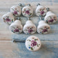 Antique ceramic Rose cabinet Knobs (lot of 10 pieces) 31mm dia Recycled-Vintique Concepts