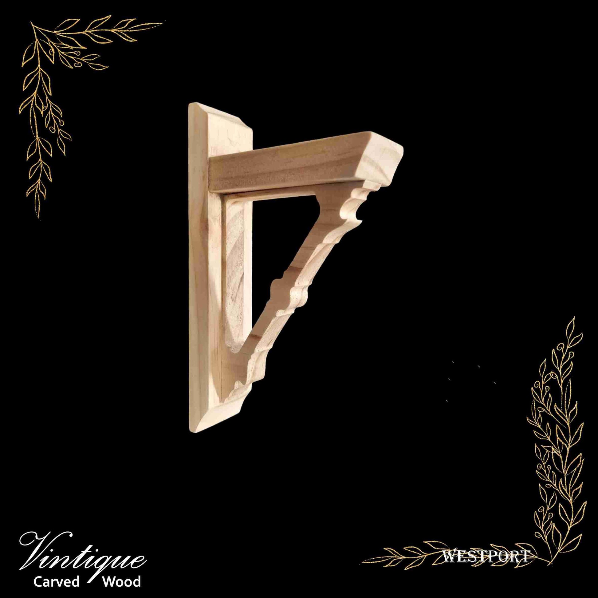 Carved nz pine shelf wood bracket