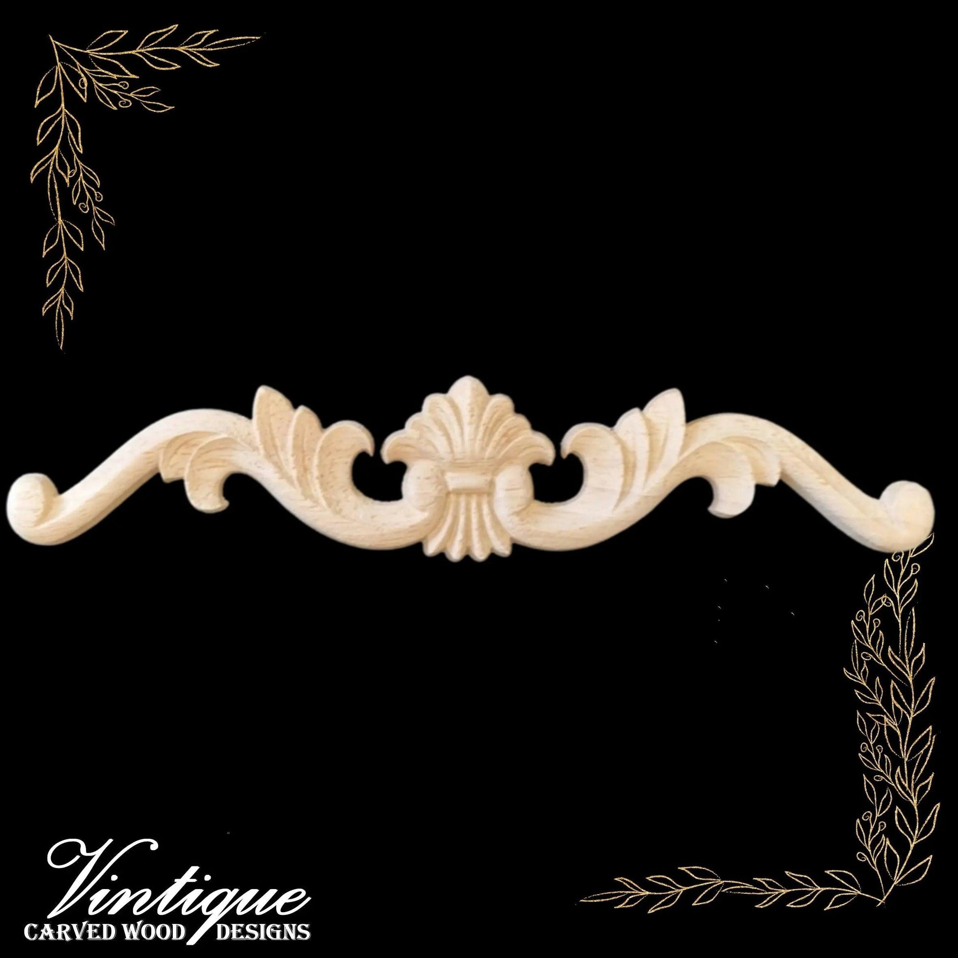 Wheat Scroll Centre Wooden Applique Vintique 