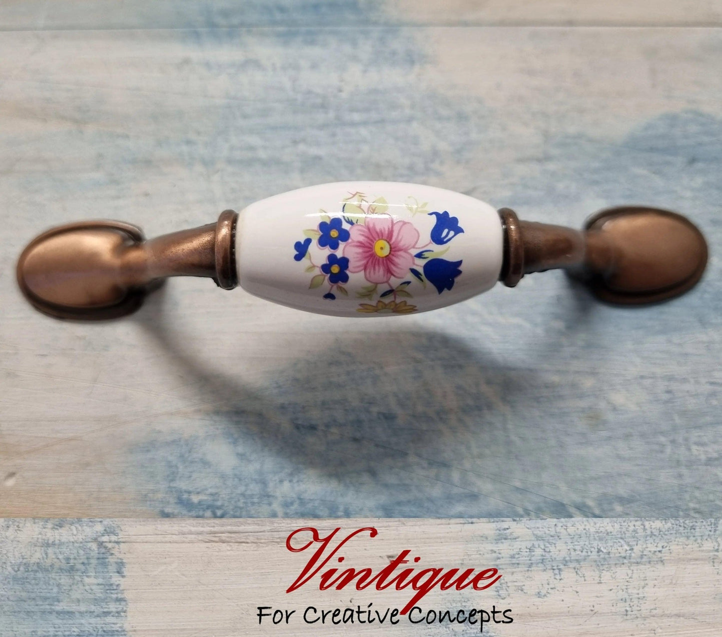 White Ceramic/ Bronze With yellow Bouquet of Flowers 124mm length-Vintique Concepts