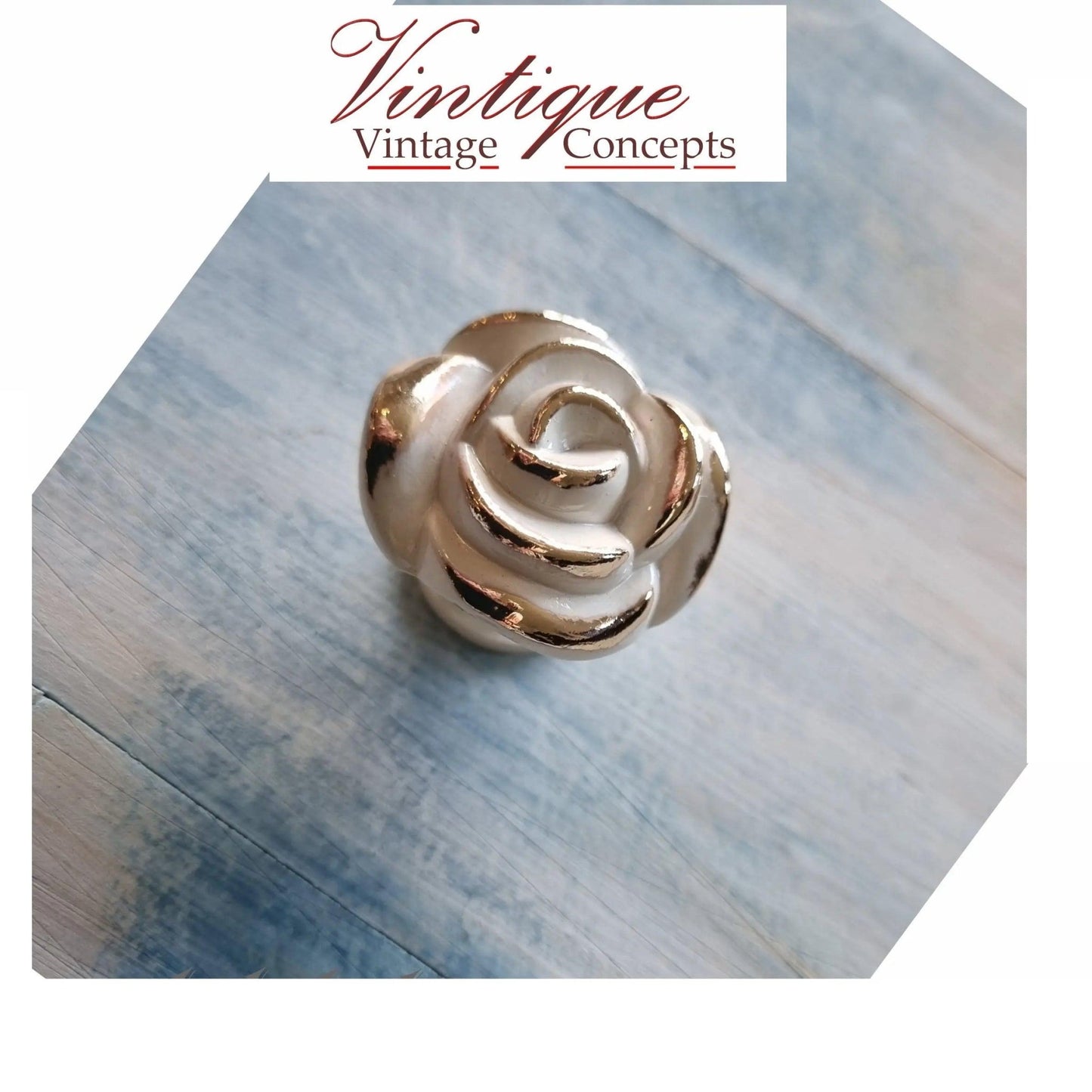 White & silver Alloy ROSE cabinet Knob 35mm dia