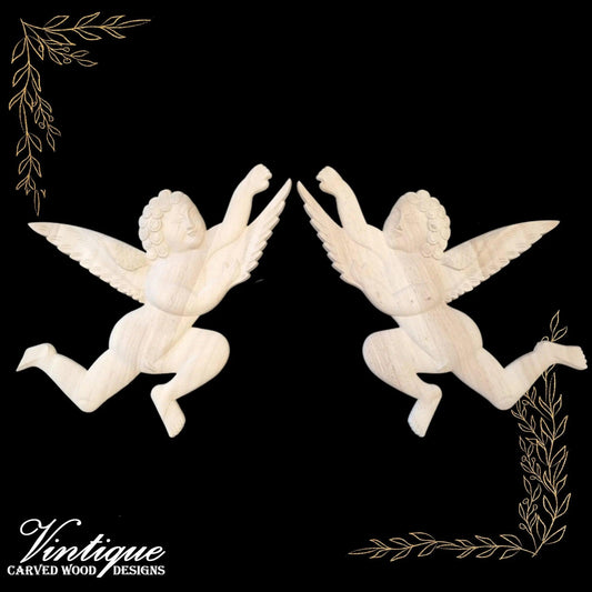 Winged Angels wooden Applique 30cm x 25m ((each) sold in pairs) - Vintique Concepts