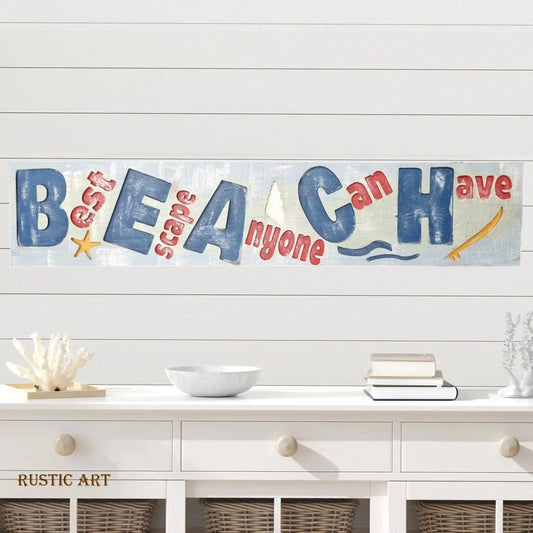 Wood Sign-for Beach House BEACH SAYING 710mm x 150mm - Vintique Concepts