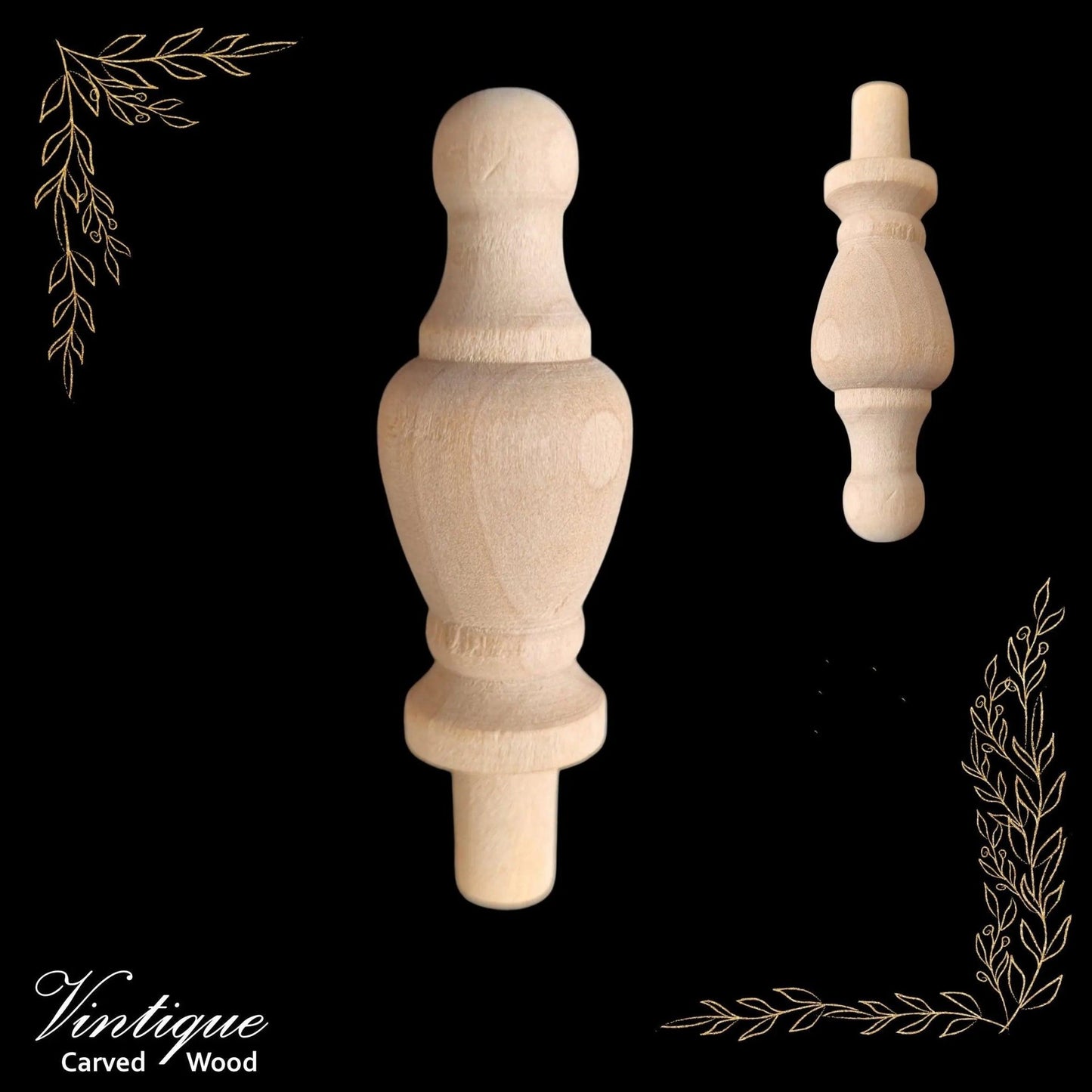 Woodcraft Emperors Wood Finial 72mm x 22mm Birch (each) - Vintique Concepts