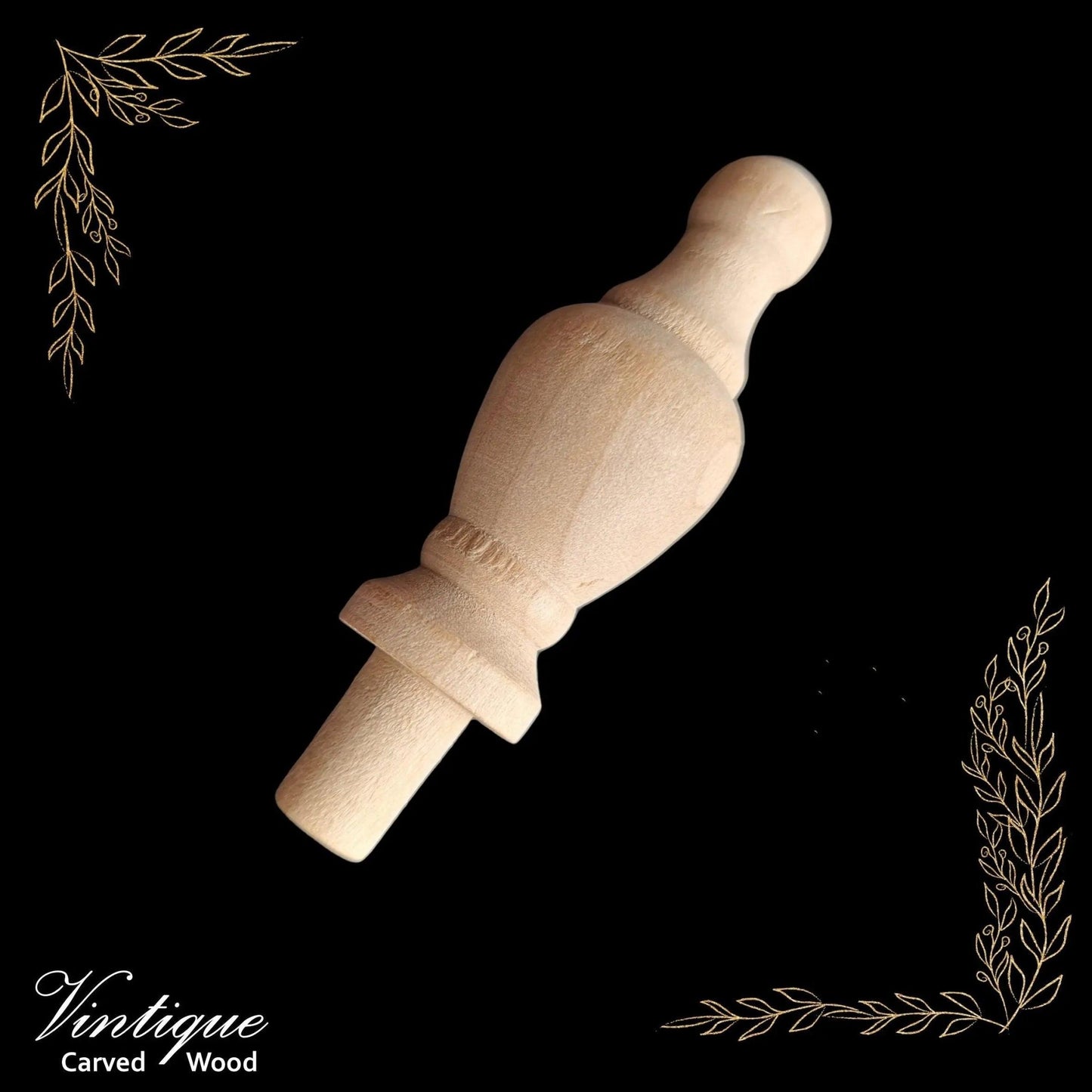 Woodcraft Emperors Wood Finial 72mm x 22mm Birch (each) - Vintique Concepts