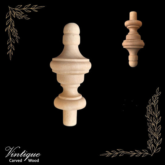 Woodcraft Prince's Wood Finial 70mm x 28mm Birch (each)-Vintique Concepts