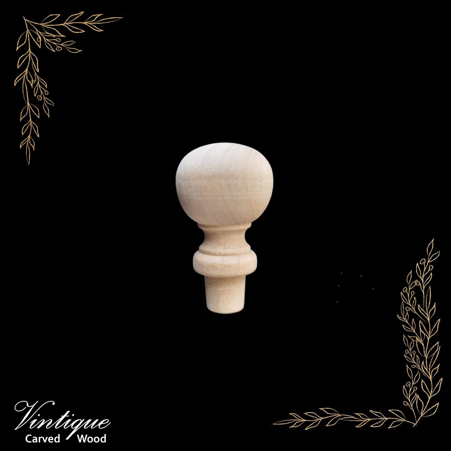 Woodcraft Roundhead Bob Wood Finial 38mm x 22mm Birch (each)-Vintique Concepts