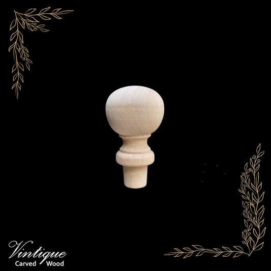 Woodcraft Roundhead Bob Wood Finial 38mm x 22mm Birch (each)-Vintique Concepts