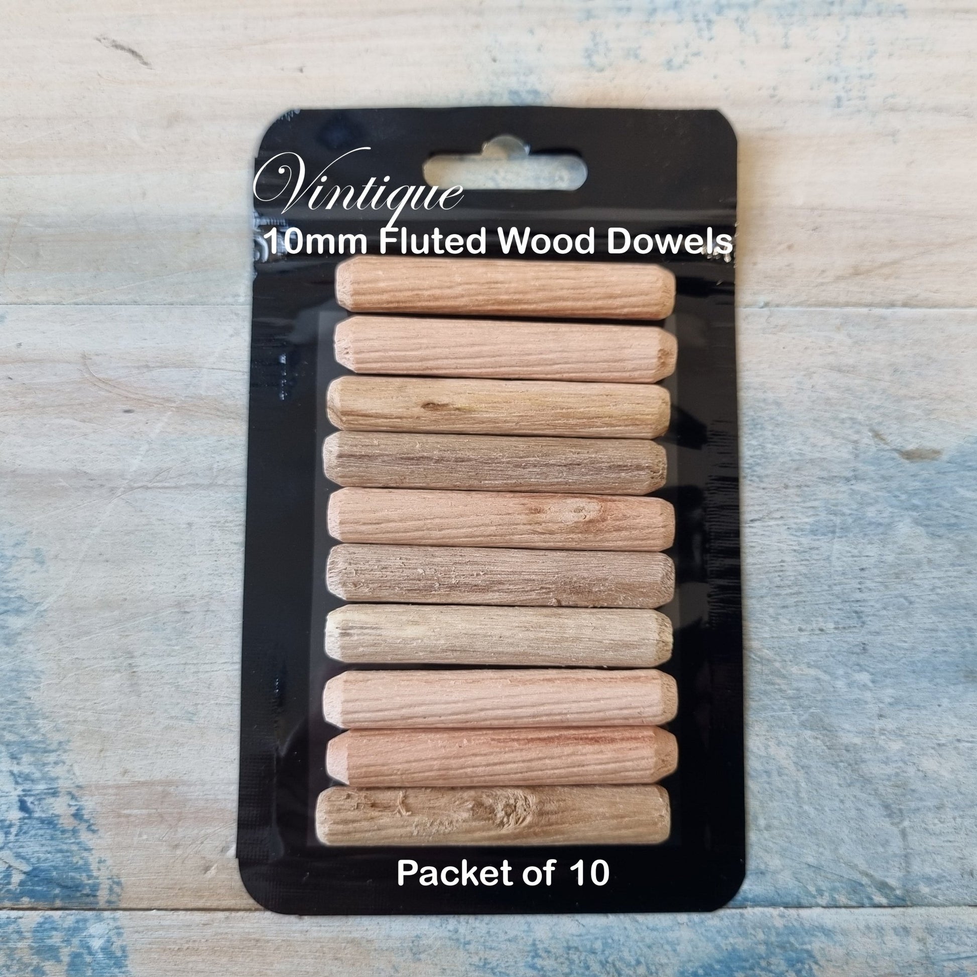 Wooden Fluted dowel Pins 8mm (pkt of 10)-Vintique Concepts